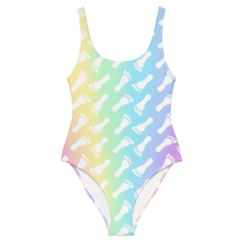 Load image into Gallery viewer, Pastel Rainbow Footprint One-Piece Swimsuit