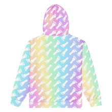 Load image into Gallery viewer, Pastel Rainbow Footprint Unisex zip hoodie