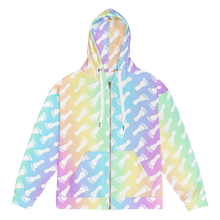Load image into Gallery viewer, Pastel Rainbow Footprint Unisex zip hoodie
