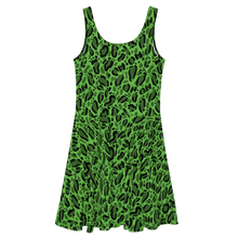 Load image into Gallery viewer, Neon Green On On Leopard Skater Dress