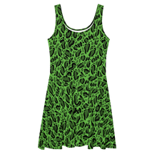 Load image into Gallery viewer, Neon Green On On Leopard Skater Dress
