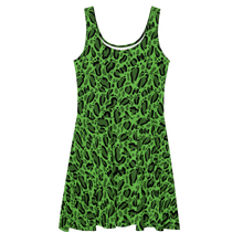 Load image into Gallery viewer, Neon Green On On Leopard Skater Dress