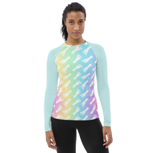 Load image into Gallery viewer, Pastel Rainbow Footprint Women&#39;s Rash Guard
