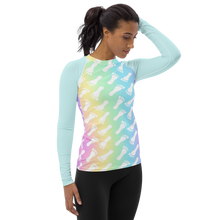 Load image into Gallery viewer, Pastel Rainbow Footprint Women&#39;s Rash Guard
